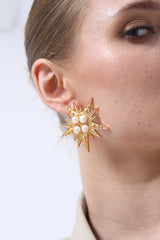 Celestial Moon & Star Pearl Earrings