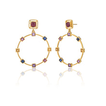  Multi Gemstone Hoop Earrings