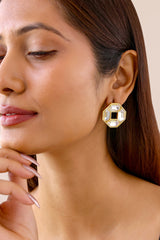 Cavana White Duo Studs