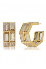 Chandelier Gold Baguette Hoops