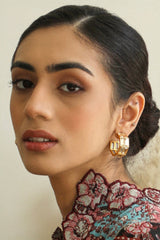 Chandelier Gold Baguette Hoops