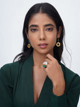 Luna Mother of Pearl and Malachite Ring