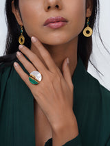 Luna Mother of Pearl and Malachite Ring