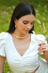 Gold White Enamel Statement Necklace