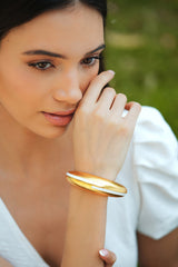 Gold White Enamel Minimal Statement Bangle