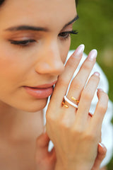 Gold White Enamel Twisted Statement Ring