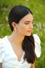 Gold White Enamel Tiny Hoop Earrings