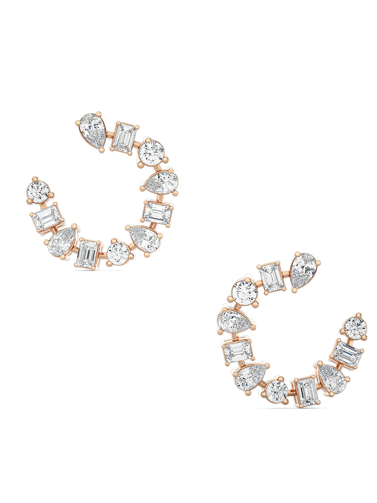Half Circle Diamond Hoops