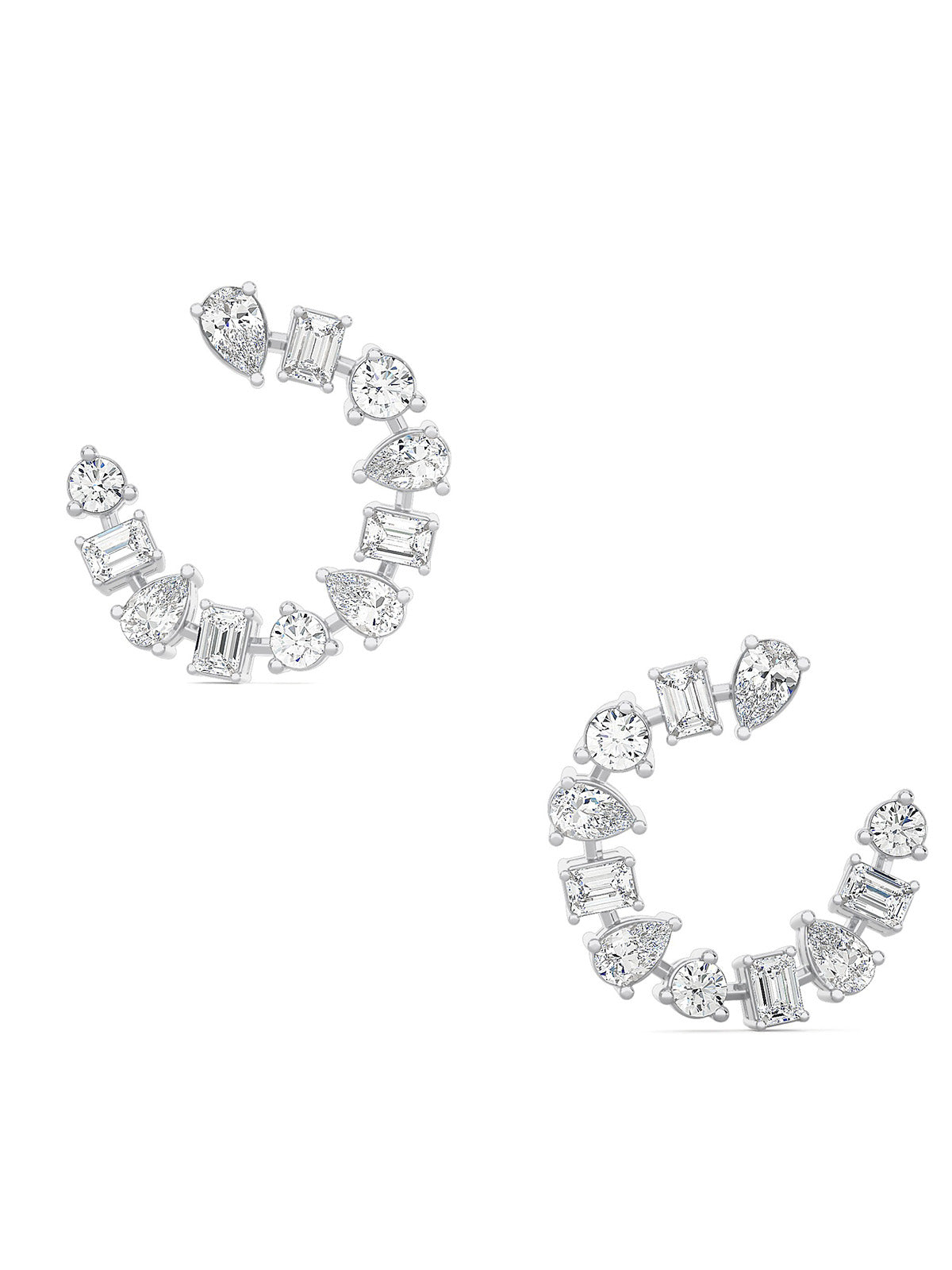Half Circle Diamond Hoops