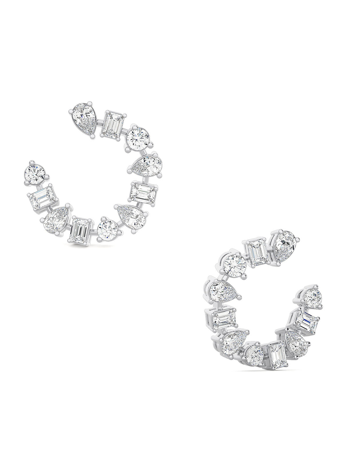 Half Circle Diamond Hoops