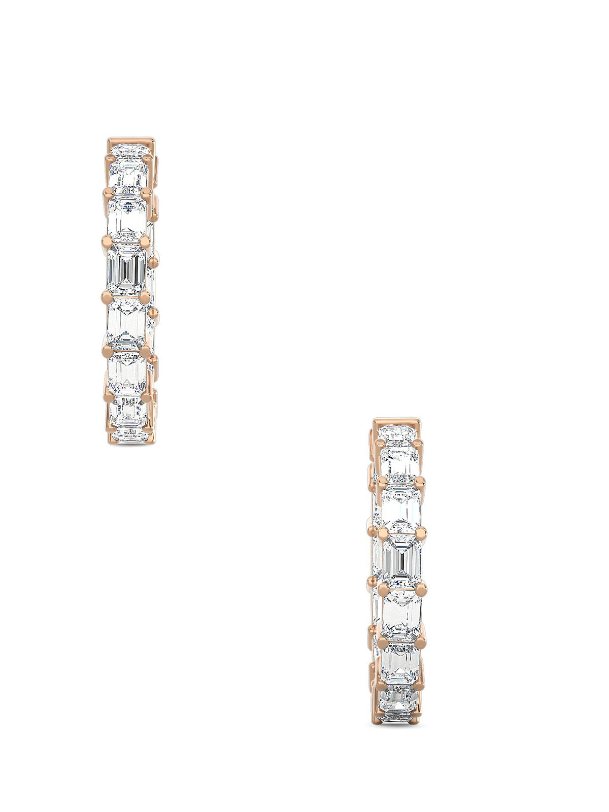Emerald Cut Diamond Hoops