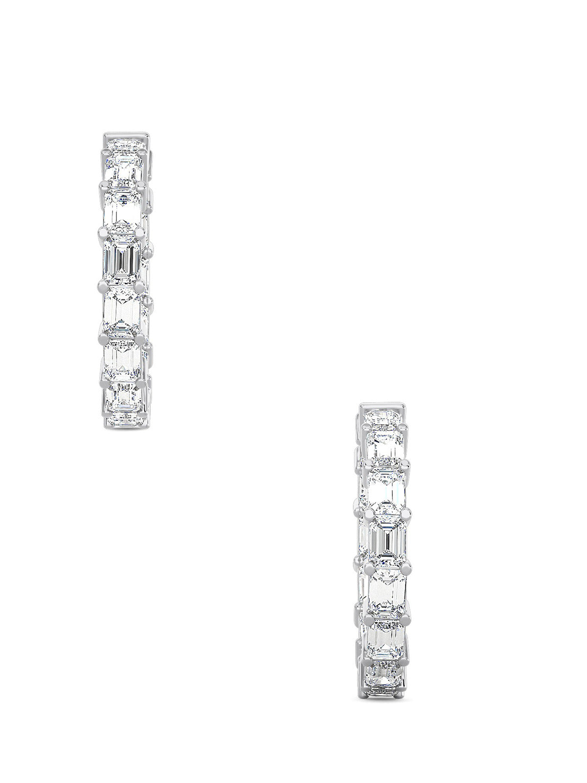 Emerald Cut Diamond Hoops
