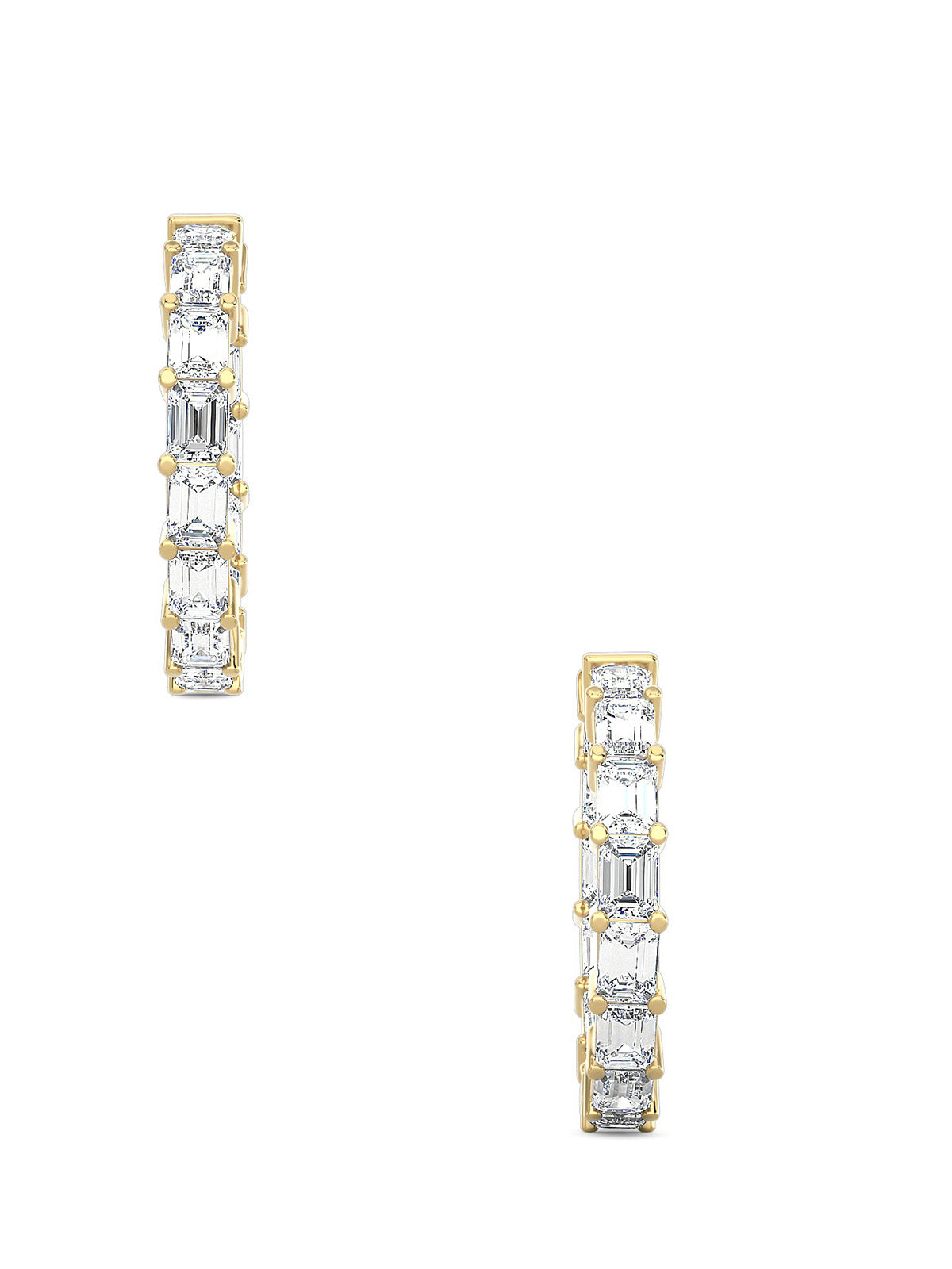 Emerald Cut Diamond Hoops