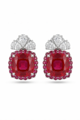 Red Floral Gemstone Stud Earrings