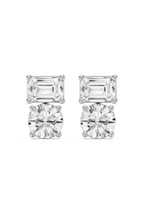 Emerald Cut & Round Solitaire Stud Earrings