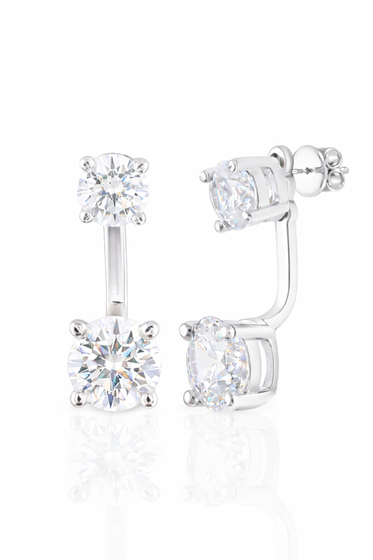 Round Detachable Solitaire Stud Earrings