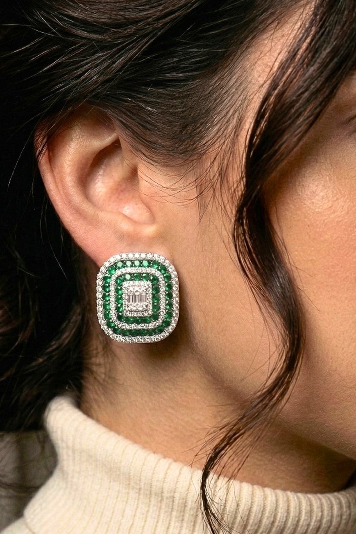 Classic Halo Stone Stud Earrings
