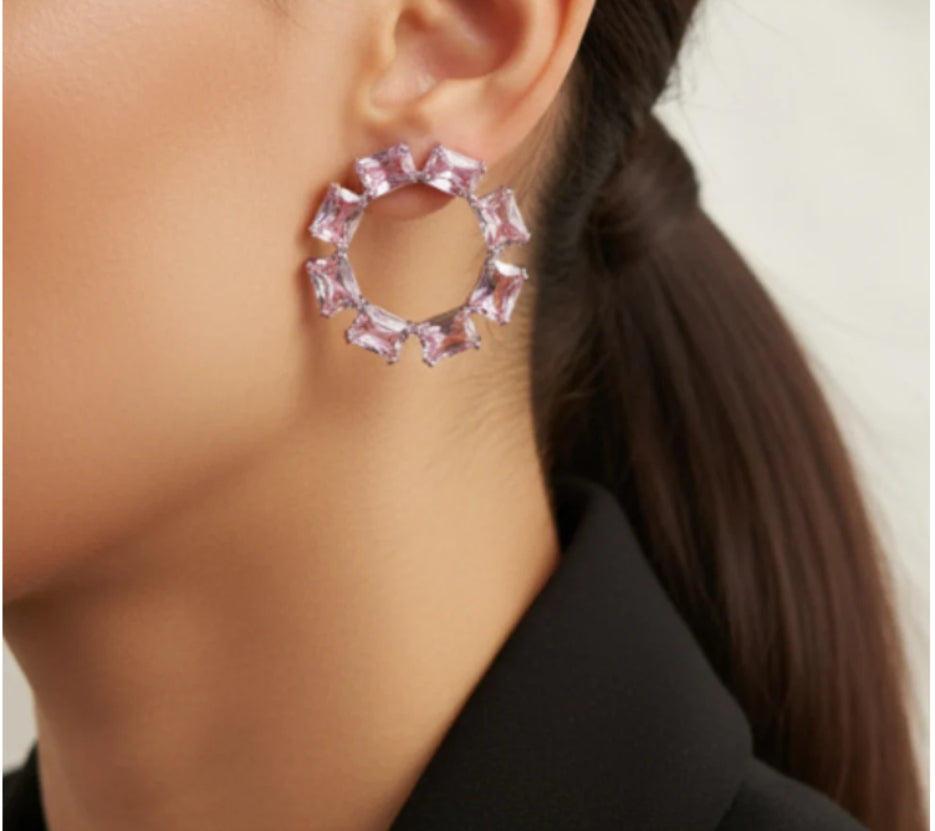 Rosy Beam Hoop Earrings