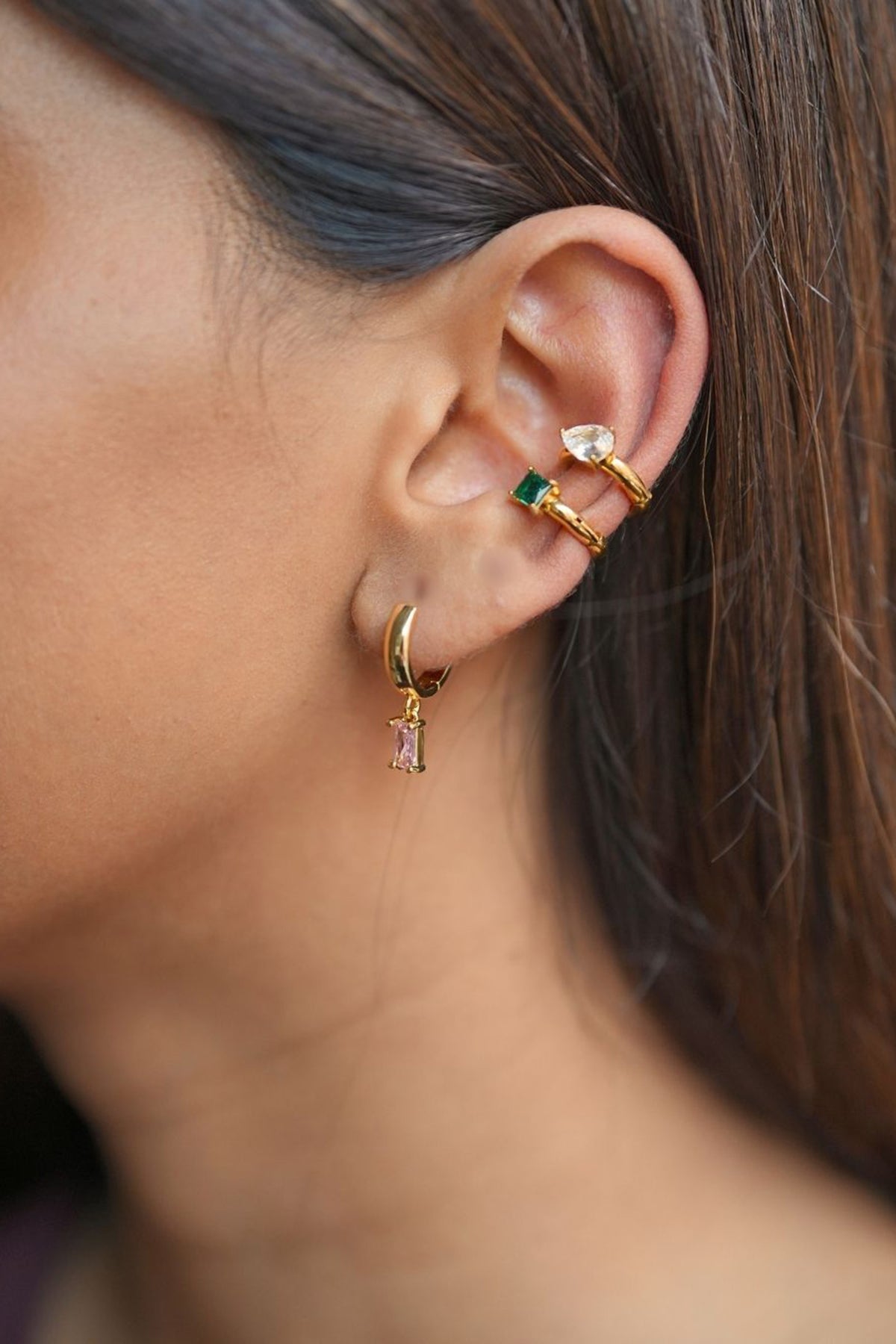 Luxury White Crystal Cuff Earrings
