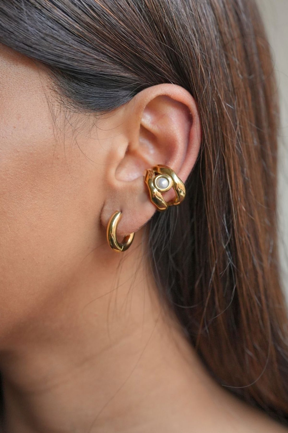 Orb Clasp Cuff Earrings