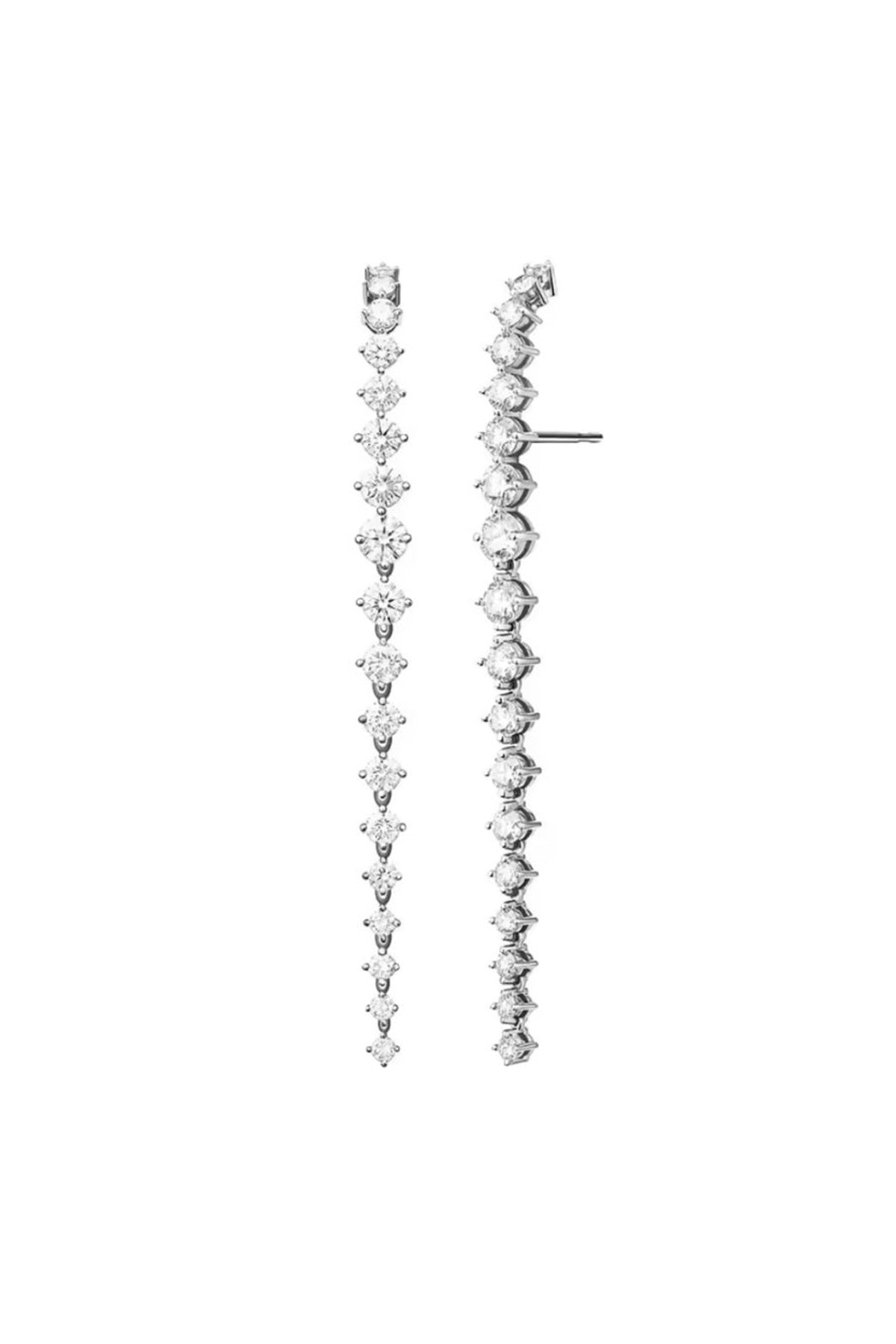 Luxury Silver Tennis Drop Earrings