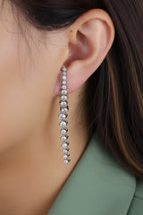 Luxury Silver Tennis Drop Earrings
