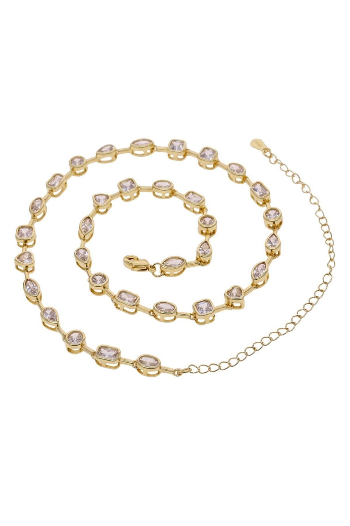 Heart & Emerald Crystal Tennis Necklace