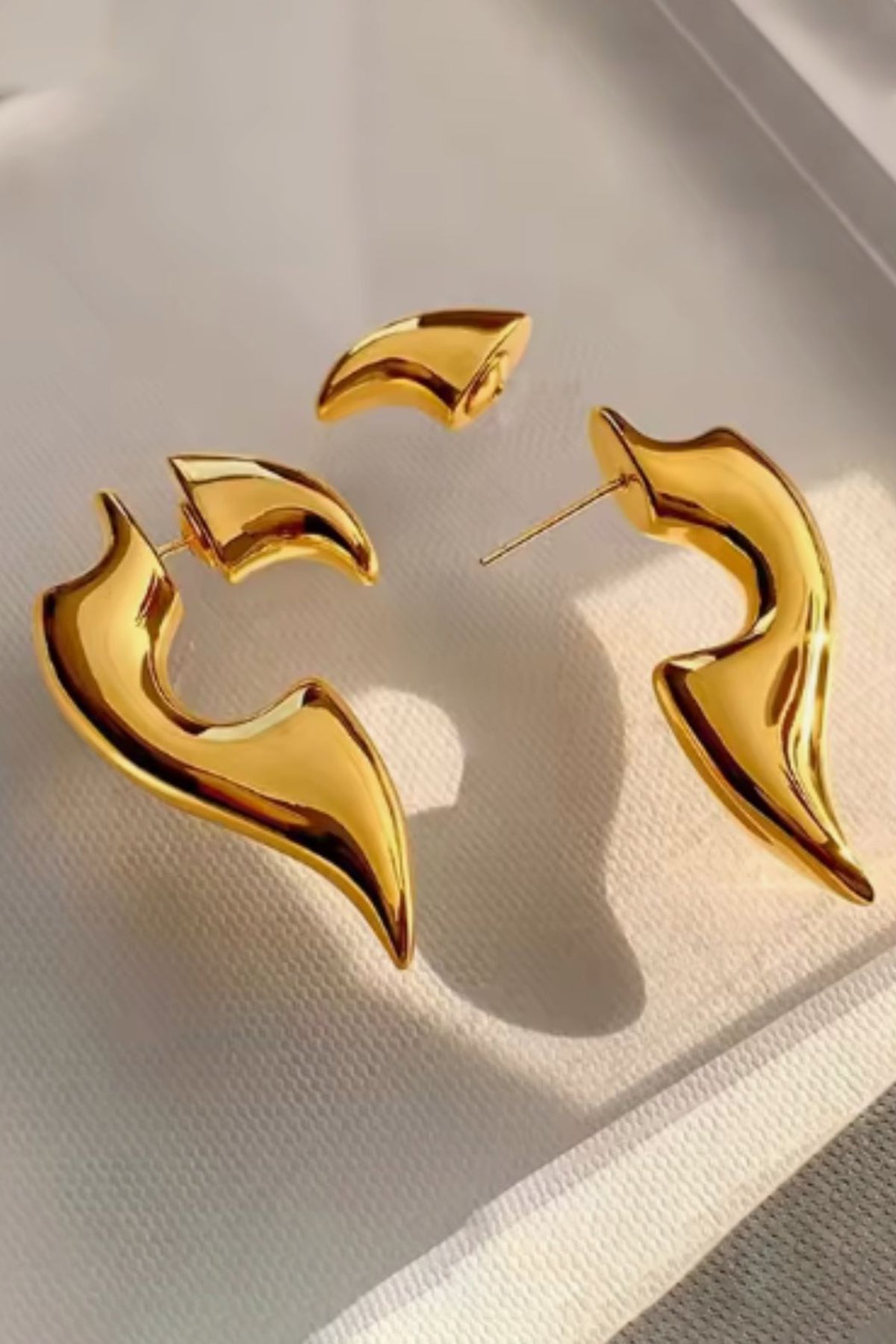 Bold Sculptural Gold Hoop Earrings