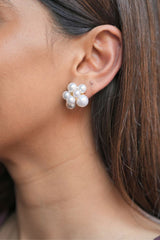 Freshwater Pearl Flower Stud Earrings