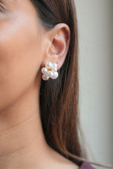 Freshwater Pearl Flower Stud Earrings