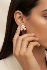 Freshwater Pearl Flower Stud Earrings
