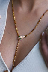Ophira Crystal Gold Lariat Necklace