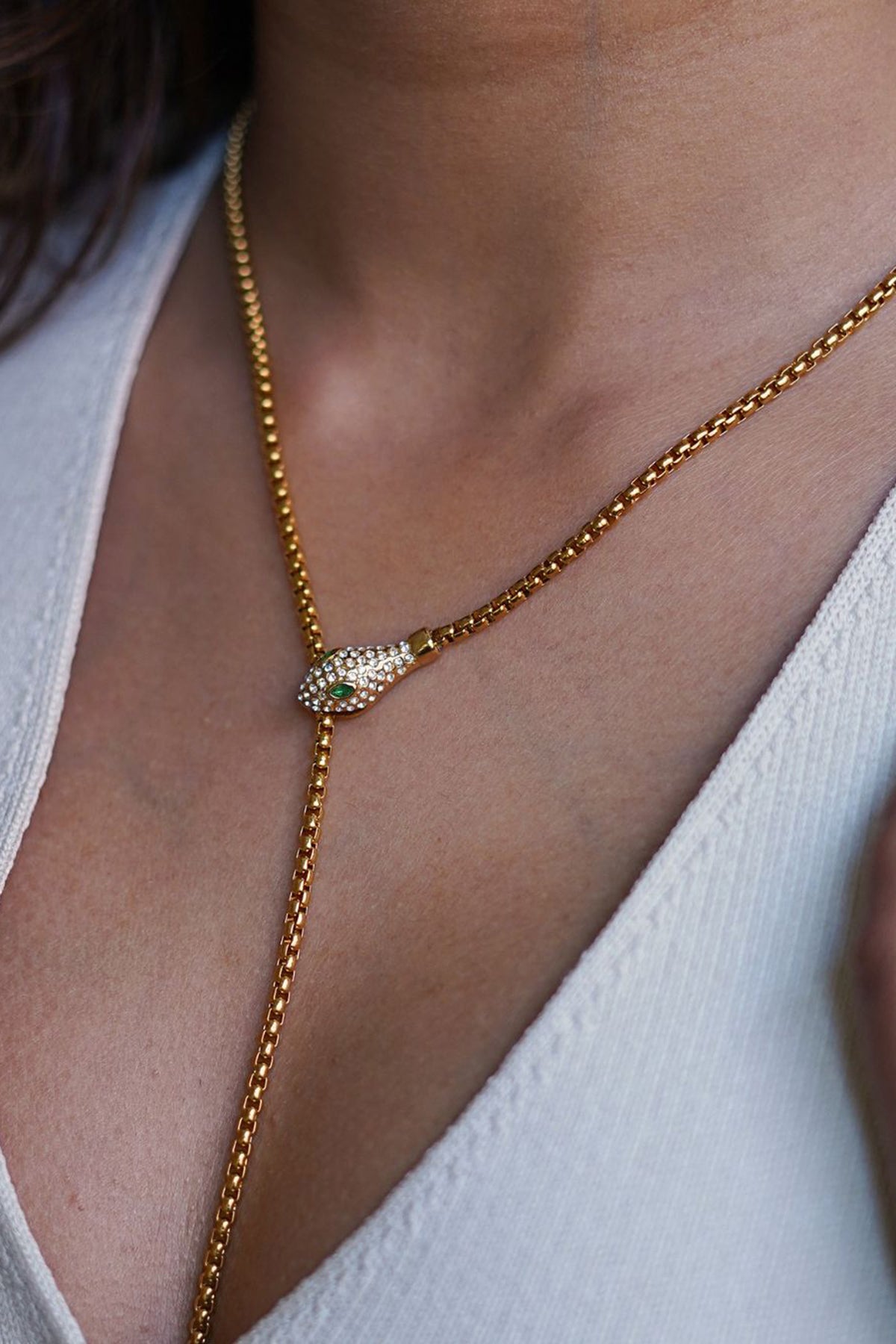 Ophira Crystal Gold Lariat Necklace