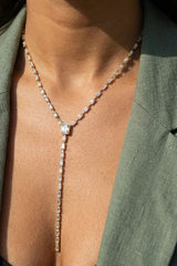 Lustre Line Crystal Tennis Drop Necklace