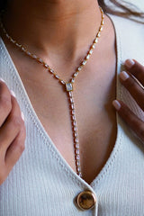 Lustre Line Crystal Tennis Drop Necklace