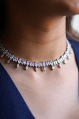 Lustre Drop Silver Crystal Necklace