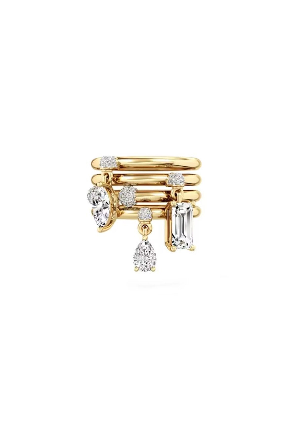 Lunelle Gold Crystal Stack Ring