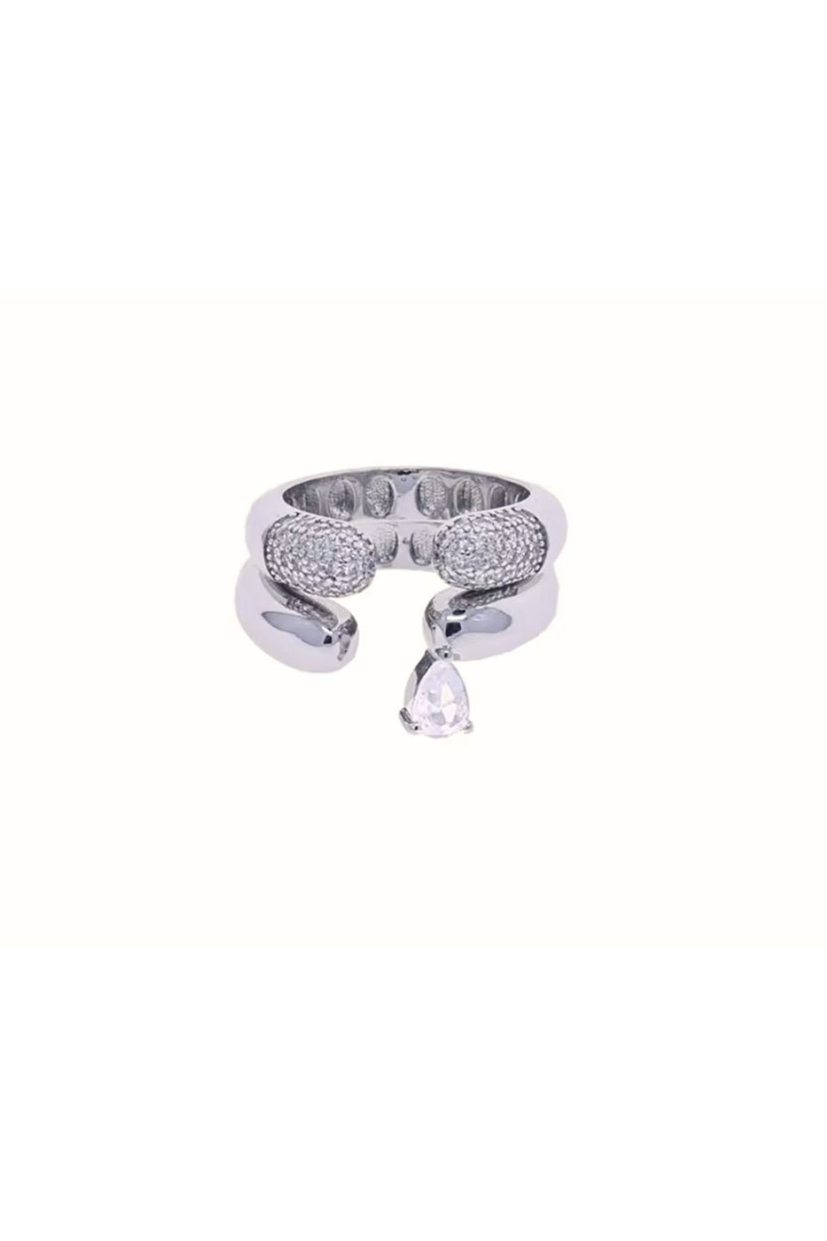 Modern Silver Twin Band Ring