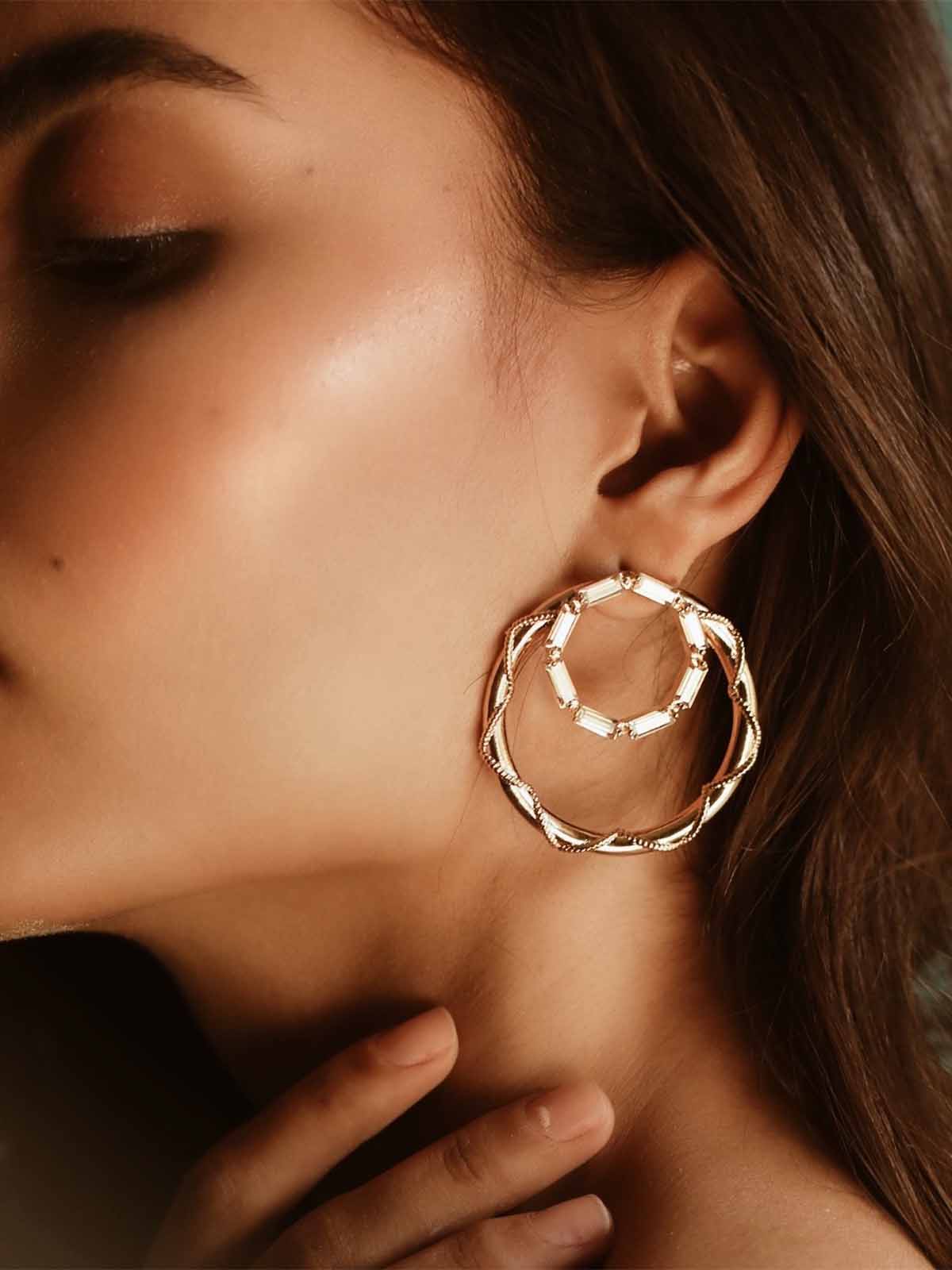 Crystal Double Hoops