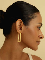 Block Gold Plated Statement Hoop Earrings