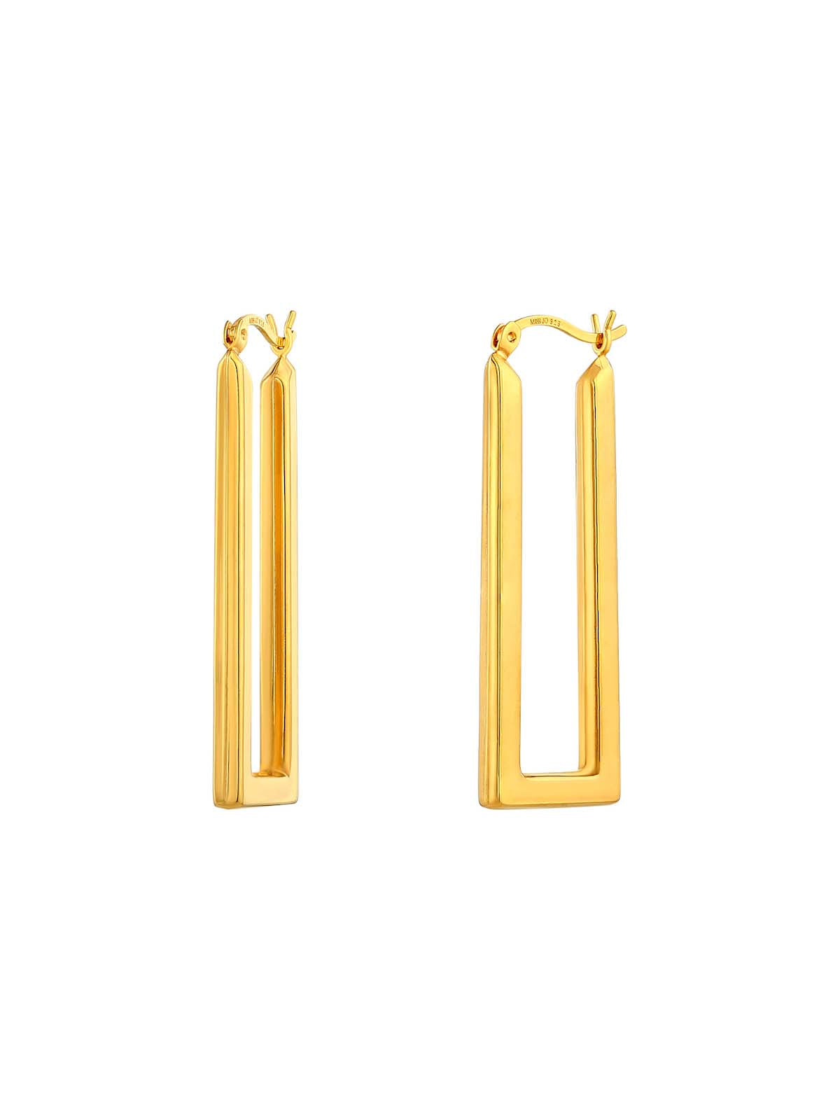 Block Gold Plated Statement Hoop Earrings