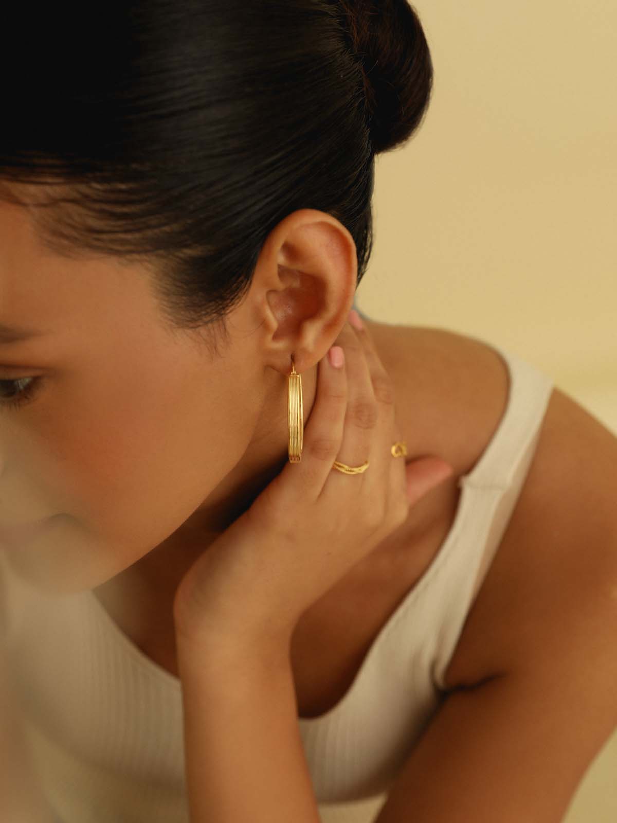 Linear Textured Large Hoop Earrings
