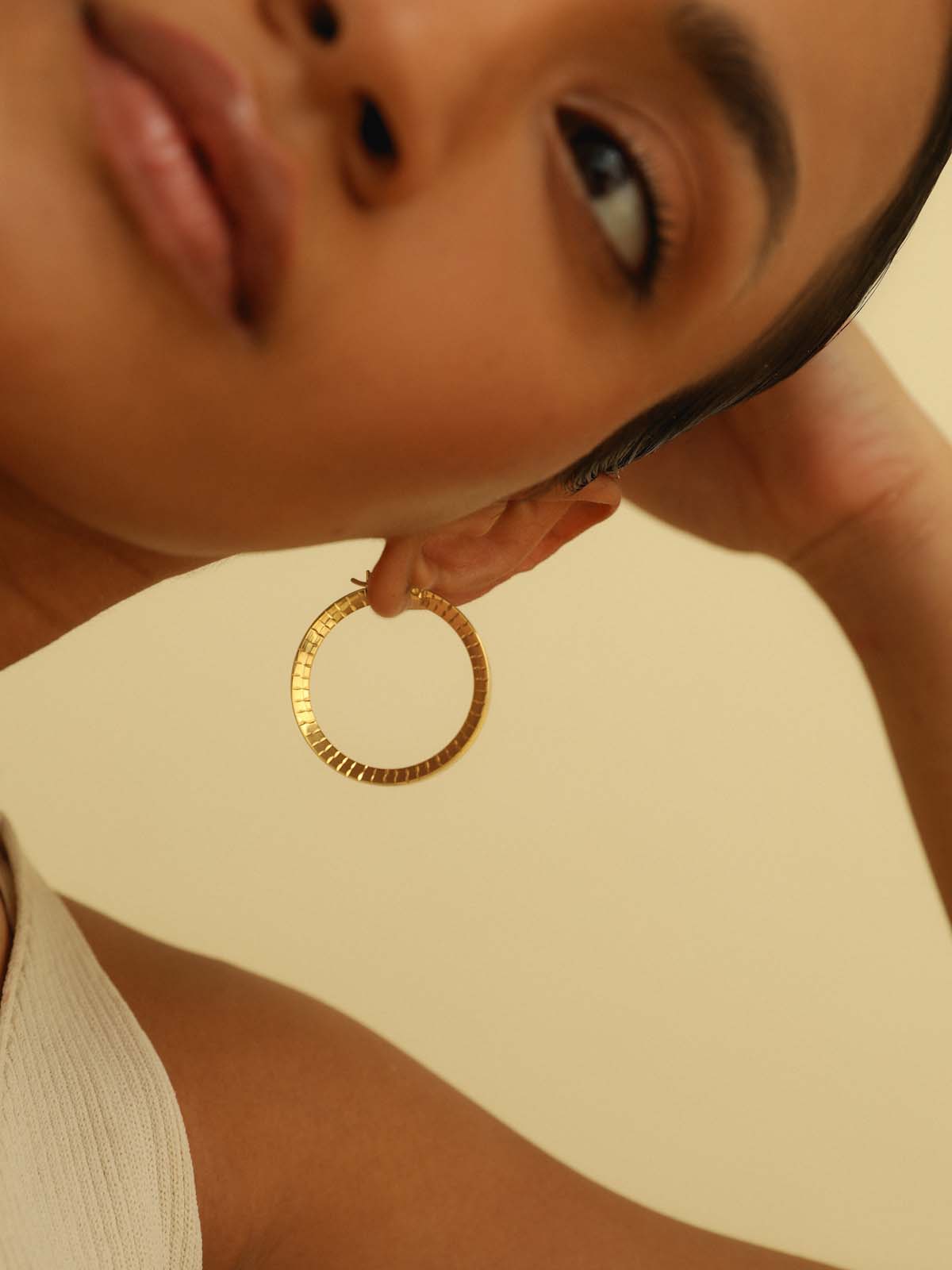 Tapered Ridges Large Hoop Earrings