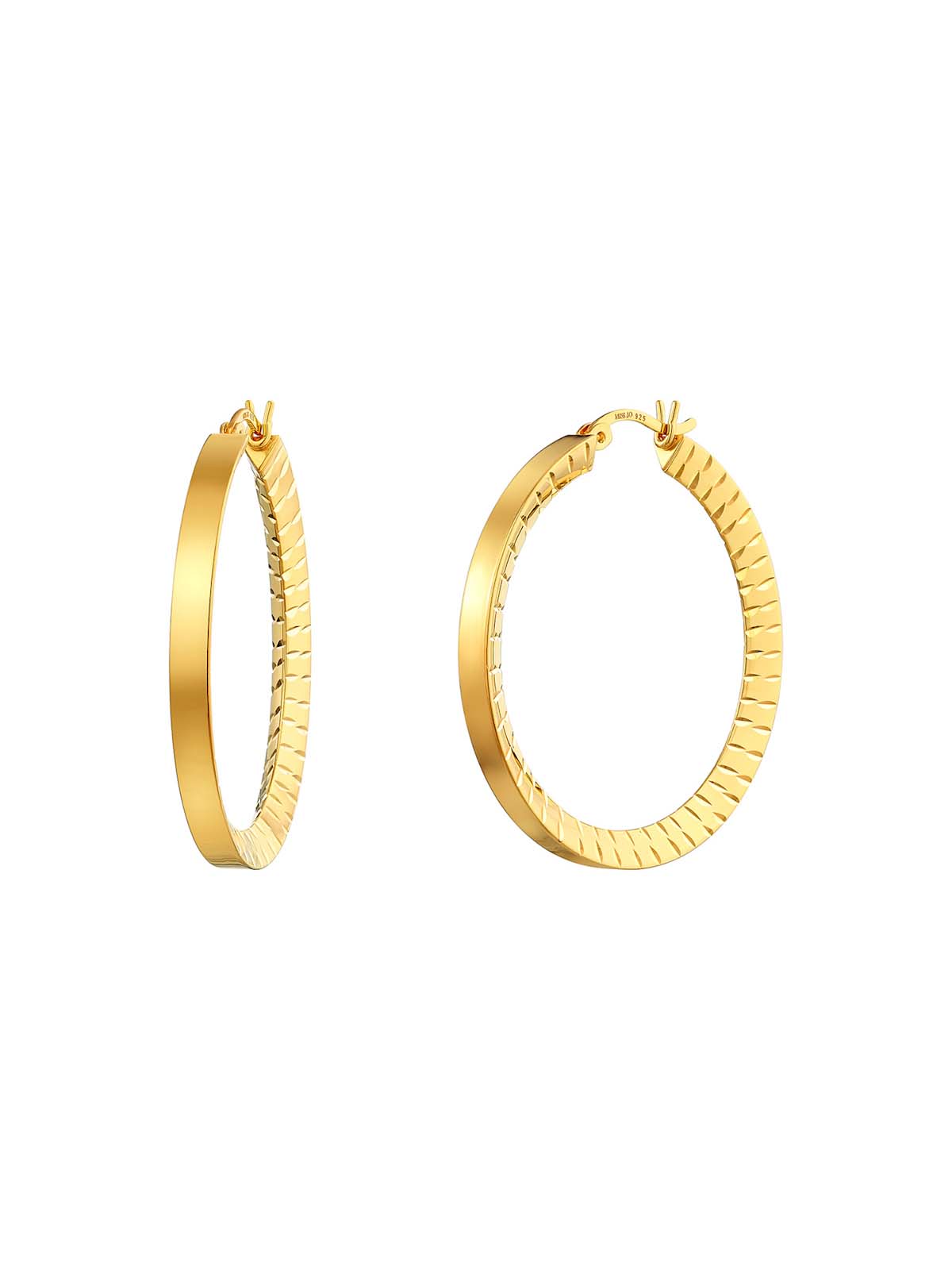 Tapered Ridges Large Hoop Earrings