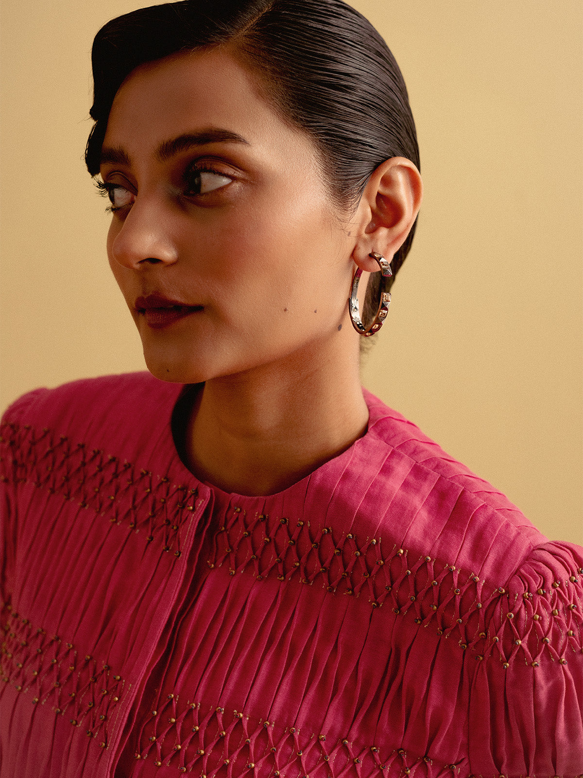 Sanjana Sanghi in Half Hoop Crystal Earrings