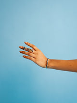 Sonali Bendre in Elongated Finger Crystal Ring
