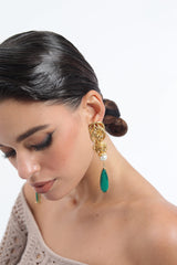 Baroque Pearl & Malachite Drop Earrings