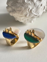 Luna Mother of Pearl and Lapis Lazuli Ring