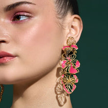  Fuchsia XL Floral Dangler Earrings