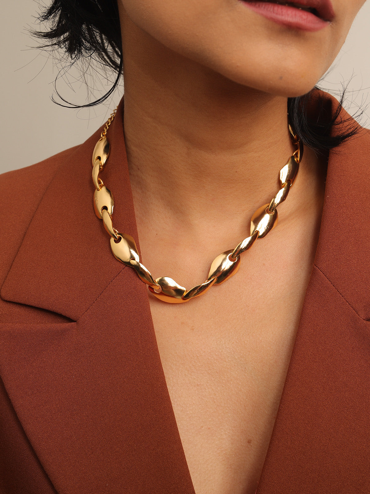 Double Button Gold Necklace